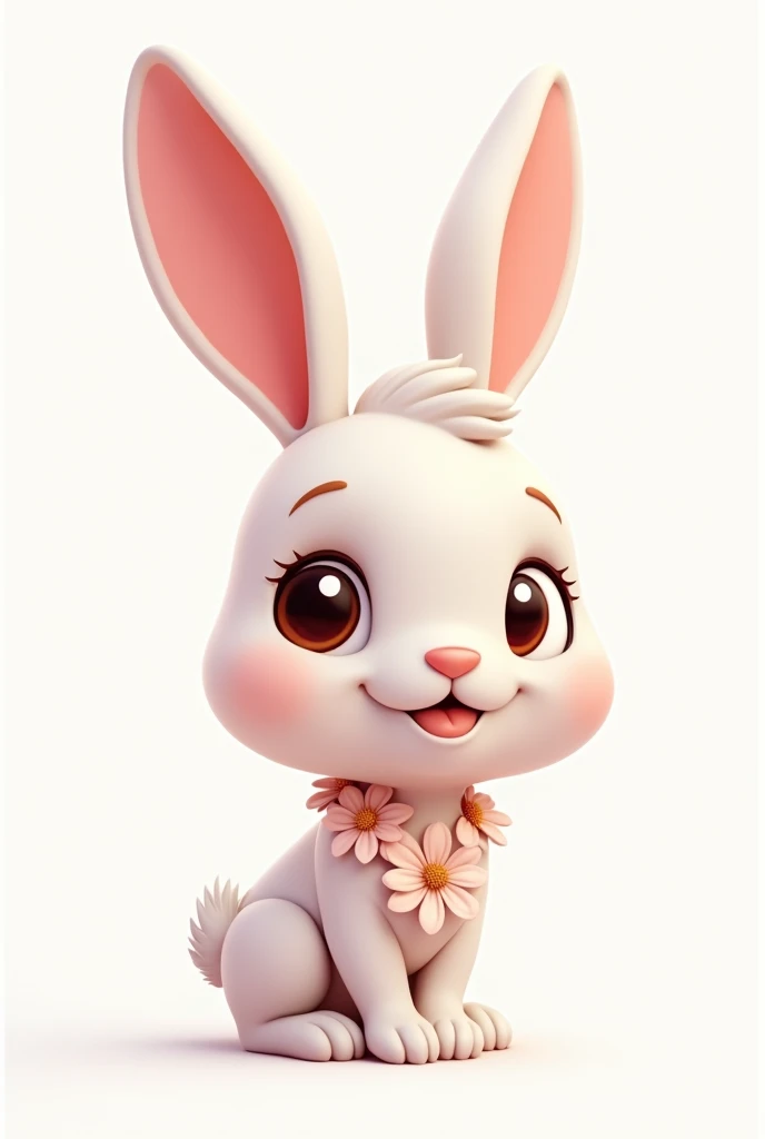 Like the current trending crypto game logos, like how the cute bunny head looks like with Satin flower nacktie and a white background.no body