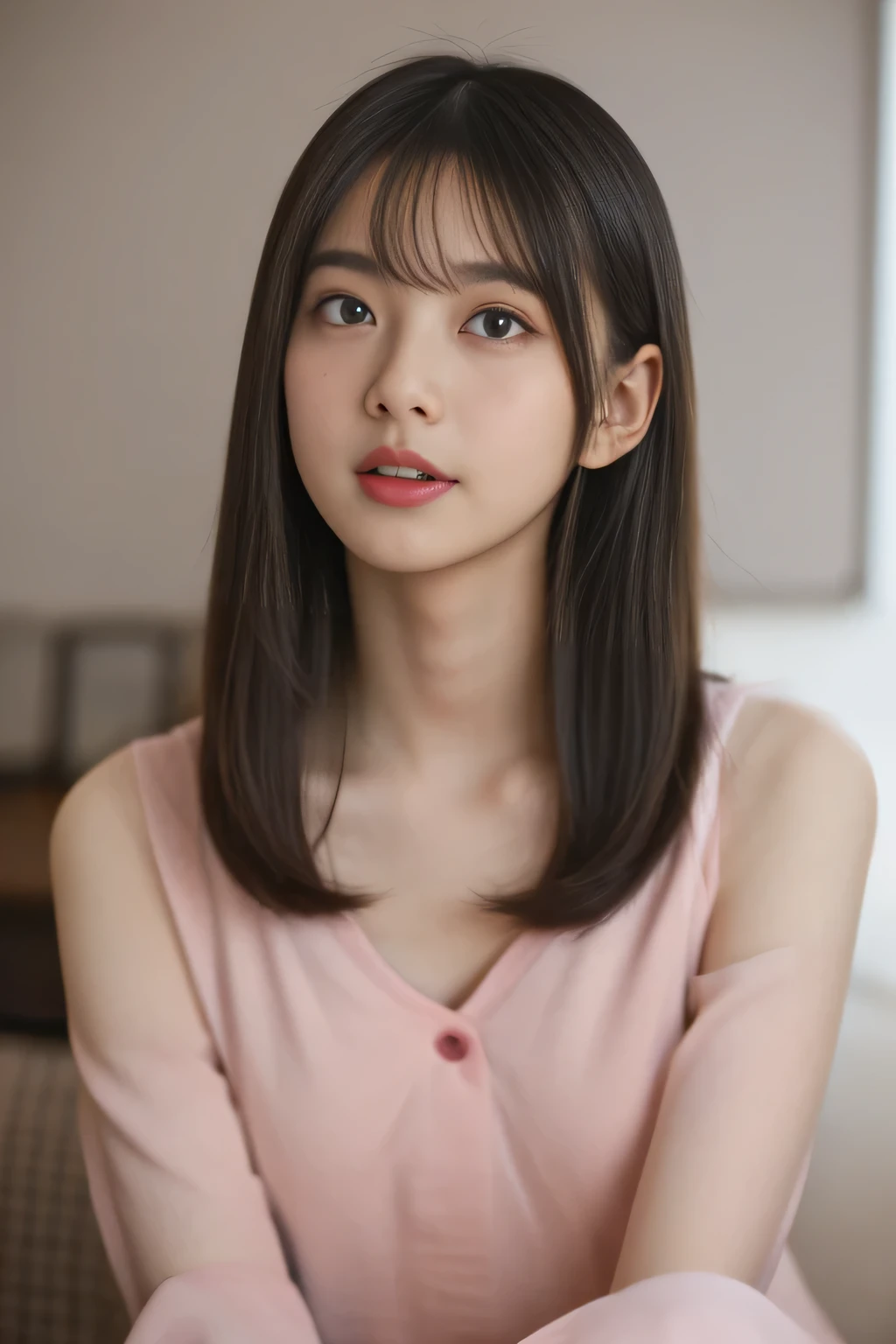 Browsing Caution, {Open your mouth:1.5},{One Girl:18Yo},
BREAK,{{ double eyelid, Big eyes,Tear bags }}}},{{metallic eyeshadow:1.5}},{{lipstick}},
BREAK,{smile}, (nude:1, Japanese Girls},
BREAK,{{{{{Medically correct,Open pink labia:1.7}}}}},{{,{Medically correct, open vagina:1.6},}},{(Hairy pubic hair:1.2)},
BREAK,{{Glowing beautiful skin:1.5}},{{Laughing with Open your mouth:1.5}}, {Sitting},
BREAK, {{Short Bob hair:1.6}} ,{Very thin shape}, curve, {{Glowing Skin,Glowing Skin:1.8}}, {Pink areola:1.2},{Radiant Beautiful Pussy:1.6} ,{Swollen nipples}, (Small breasts:1.2),