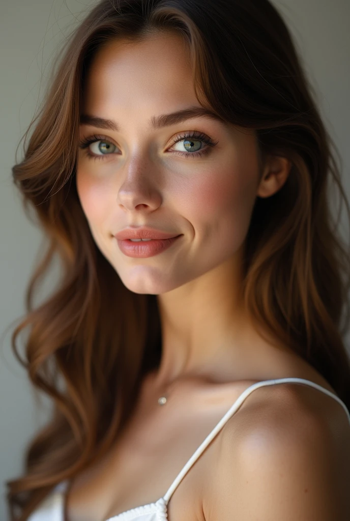face of a beautiful attractive 20 year old brunette woman