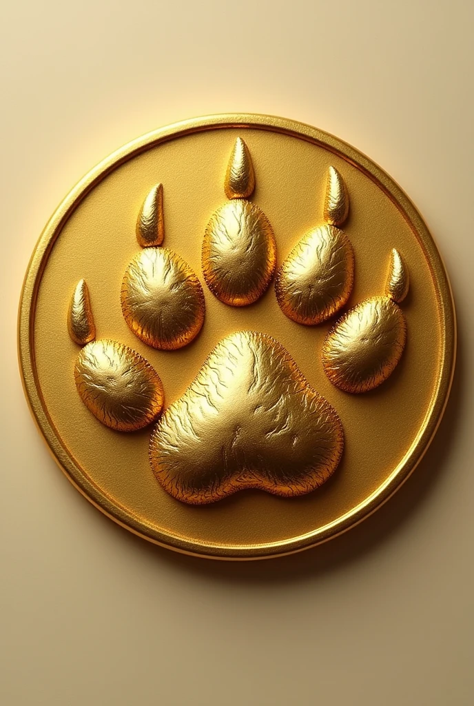 Gold coin with a cat's paw engraving