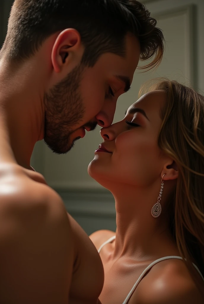 Man puts his penis in a woman with semen while kissing
