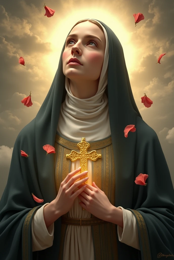 create image of saint rita of cassia light,cross roses