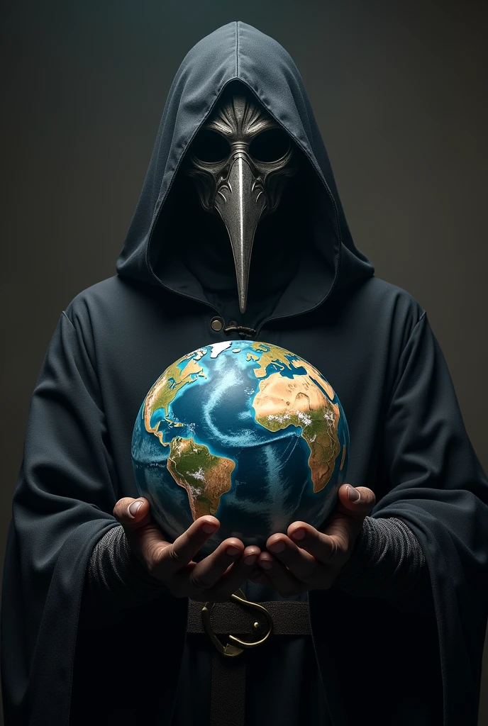 Plague doctor with the planet in his hand for cover