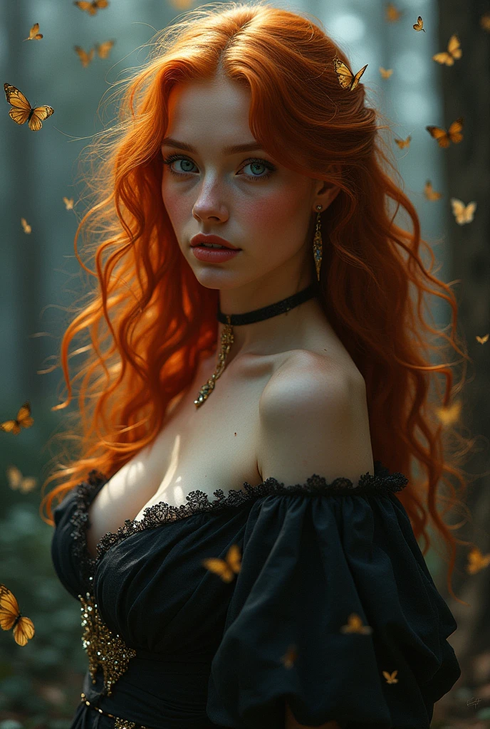 (solo, full body photo:1.3), (action packed:1.3), (haze, fog, mist:1.3), chiaroscuro, best quality, photorealistic, 1woman, (cute), (24yo:1.2), redhead, long ginger hair highly detailed, 1700'S, digital photography, art by artgerm and ruan jia and greg rutkowski surreal painting gold butterfly filigree, broken glass, (masterpiece, sidelighting, finely detailed Fashionable eyes: 1.2) (perfect oval large eyes that gazes at the viewer), beautiful detailed face, blue gorgeous perfect eyes, (blonde hair ponytail), (attractive young woman:1.3), (thick amazing hair), (seductive:1.1), (blushing:1.1)