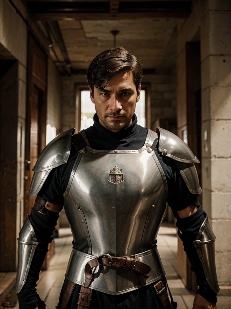 man looking at an armor
