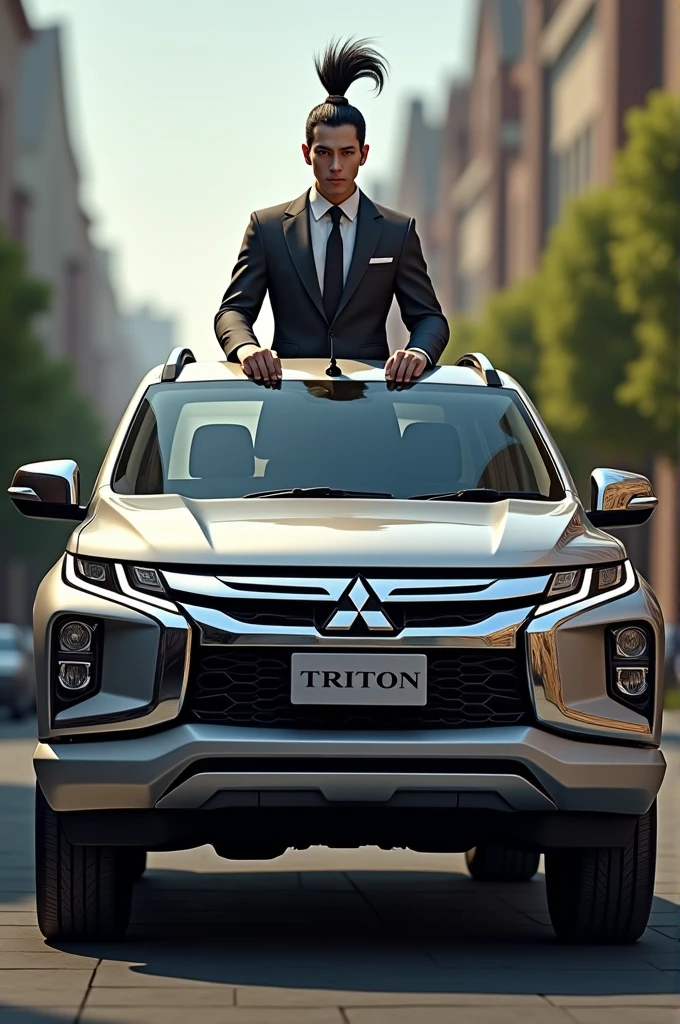 L200 TRITON MODEL CAR WITH A TALL RICH DRIVER WITH SAMURAI MODEL HAIR