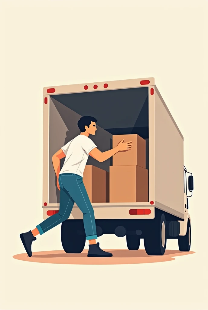 Generate a simple vector illustration, of a person unloading goods from a truck