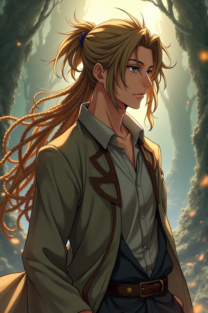 Anime man with dreadlocks and light brown colour