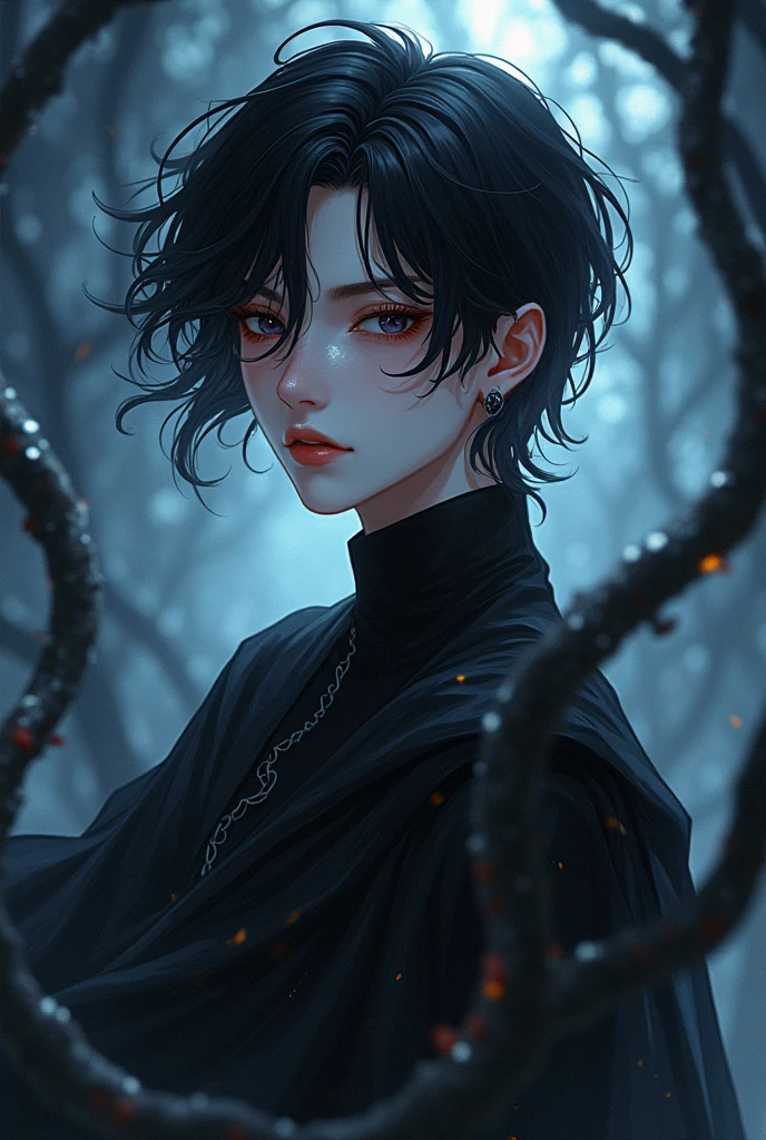 create an male anime oc with pyanyasha dark art style