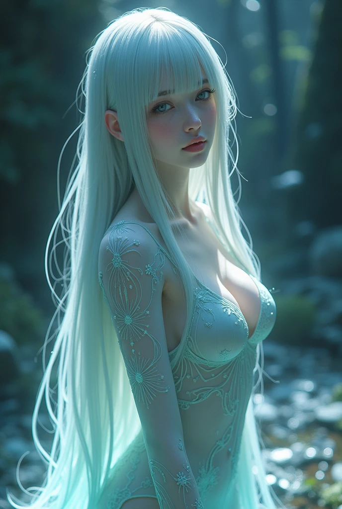 (a very sexy woman entangled in a spider's web),(best quality,highres:1.2),ultra-detailed,(realistic:1.37),intricate spiderweb,beautiful detailed eyes,long eyelashes,curly hair blowing in the wind,elegant posture,body covered in silk threads,desire to break free,strong determination,overcoming adversity,subtle smile,soft and sensual lighting,vivid colors,contrasting shadows,photorealistic rendering