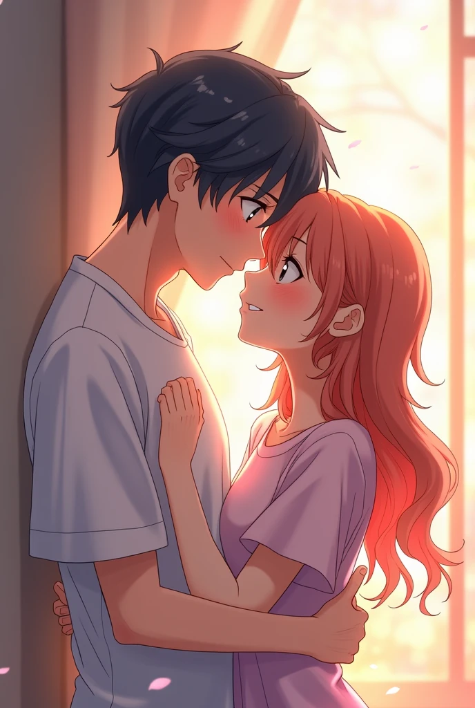 Couple cuddle anime