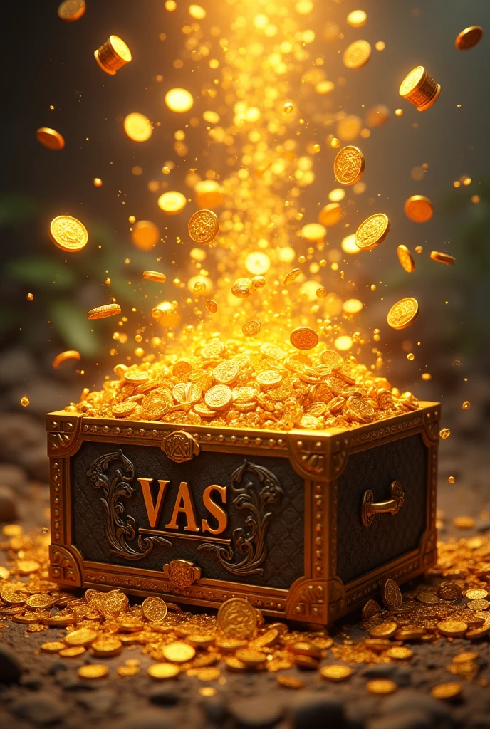 gold coins jumping out of a Chest with VAS written on the front on the Chest