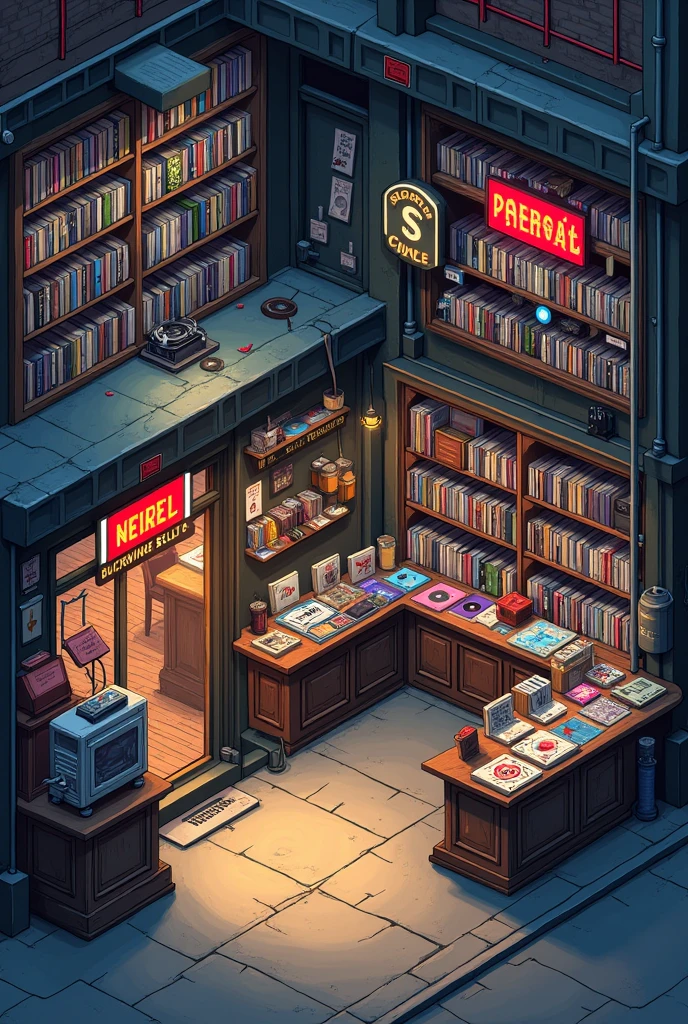 Make a big 2D record store for my tabletop RPG without people