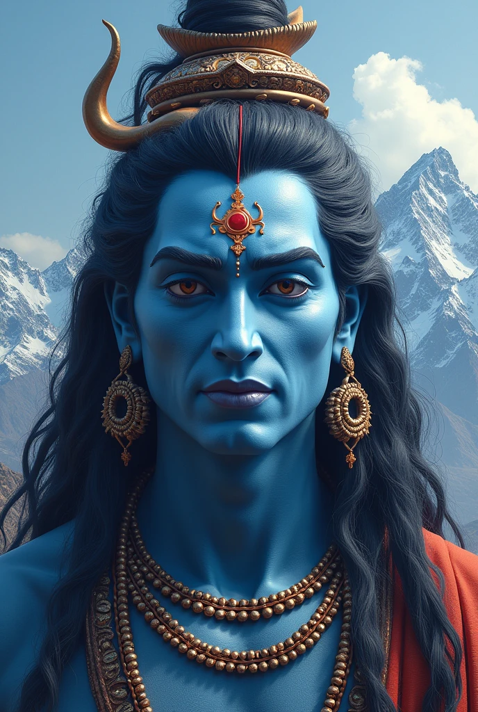 Mahadev with wold most beautiful face with background Mount koilash