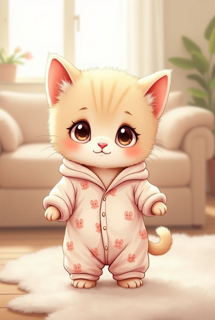 Baby cat in pajamas (drawning)