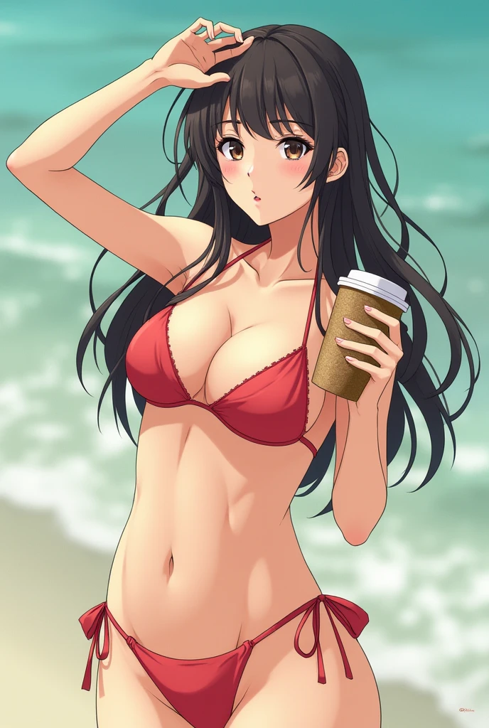 Close-up of a woman in a bikini taking a photo, Illustration by Torii Kiyomoto, tumbler, What it is?, Japanese Model, Beautiful Asian, A sophisticated gravure idol, Japanese Goddess, mayuri shiina, Yoshitomo Nara, Gorgeous Bikini Models, tits, Real young gravure idol