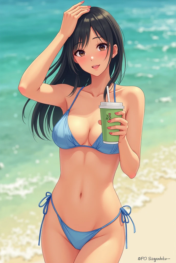 Close-up of a woman in a bikini taking a photo, Illustration by Torii Kiyomoto, tumbler, What it is？, Japanese Model, Beautiful Asian, A sophisticated gravure idol, Japanese Goddess, mayuri shiina, Yoshitomo Nara, Gorgeous Bikini Models, tits, Real young gravure idol
