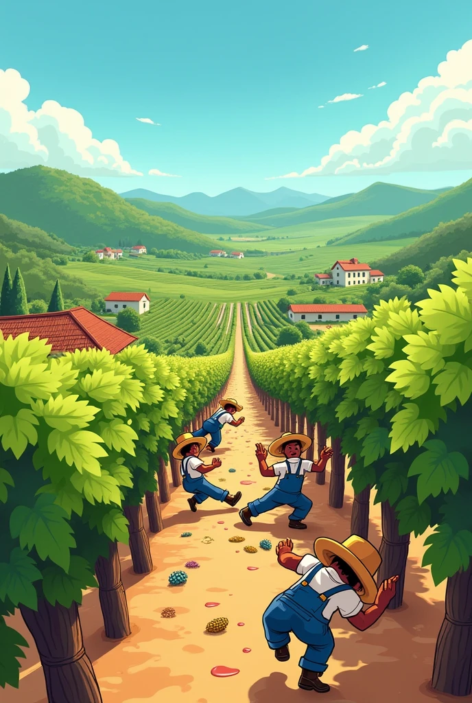 Make a cartoon of the vineyard accident in Brazil