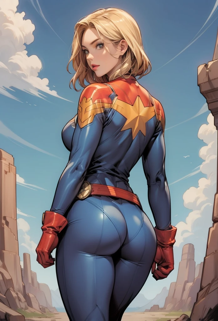 perfect eyes:1.2, detailed eyes:1.4, serious, cptMarvel, bodysuit, red gloves, belt, cowboy shot, 1girl, solo, (masterpiece:1.6, best quality), 8k, insane details, intricate details, hyperdetailed, hyper quality, high detail, ultra detailed, professional, HDR, ray tracing reflection, cinematic lighting,