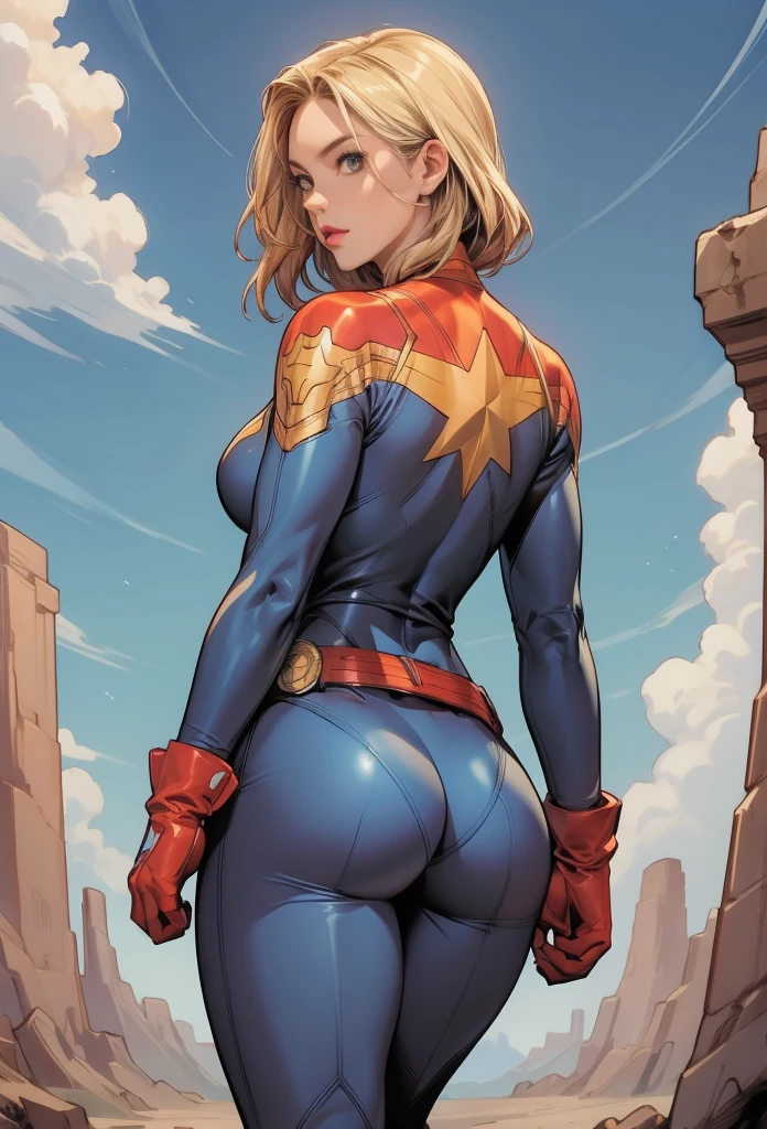 perfect eyes:1.2, detailed eyes:1.4, serious, cptMarvel, bodysuit, red gloves, belt, cowboy shot, 1girl, solo, (masterpiece:1.6, best quality), 8k, insane details, intricate details, hyperdetailed, hyper quality, high detail, ultra detailed, professional, HDR, ray tracing reflection, cinematic lighting,