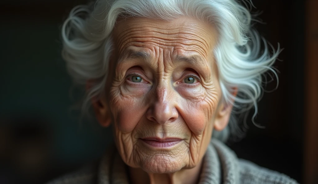 elderly woman with white hair, Anne-Marie headshot