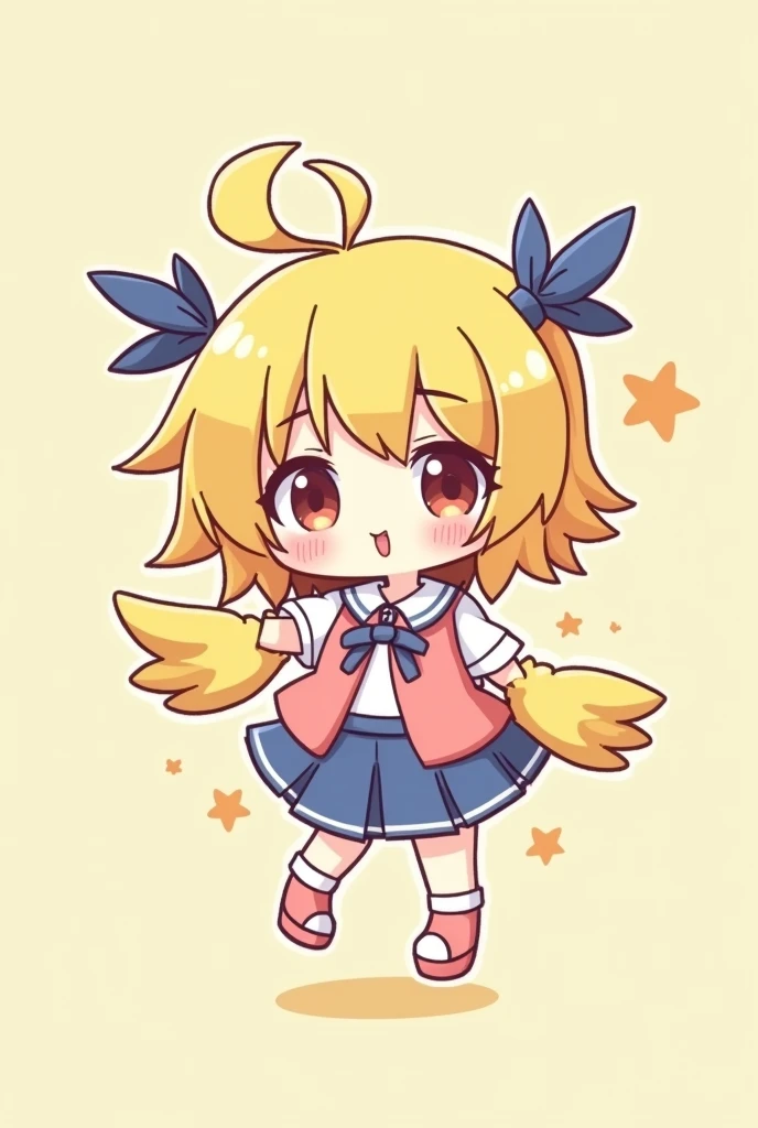 Cute girls, simple and kawaii outfits, full of youth, mascot little bird, chibi character anime style,, full color, highest quality images.