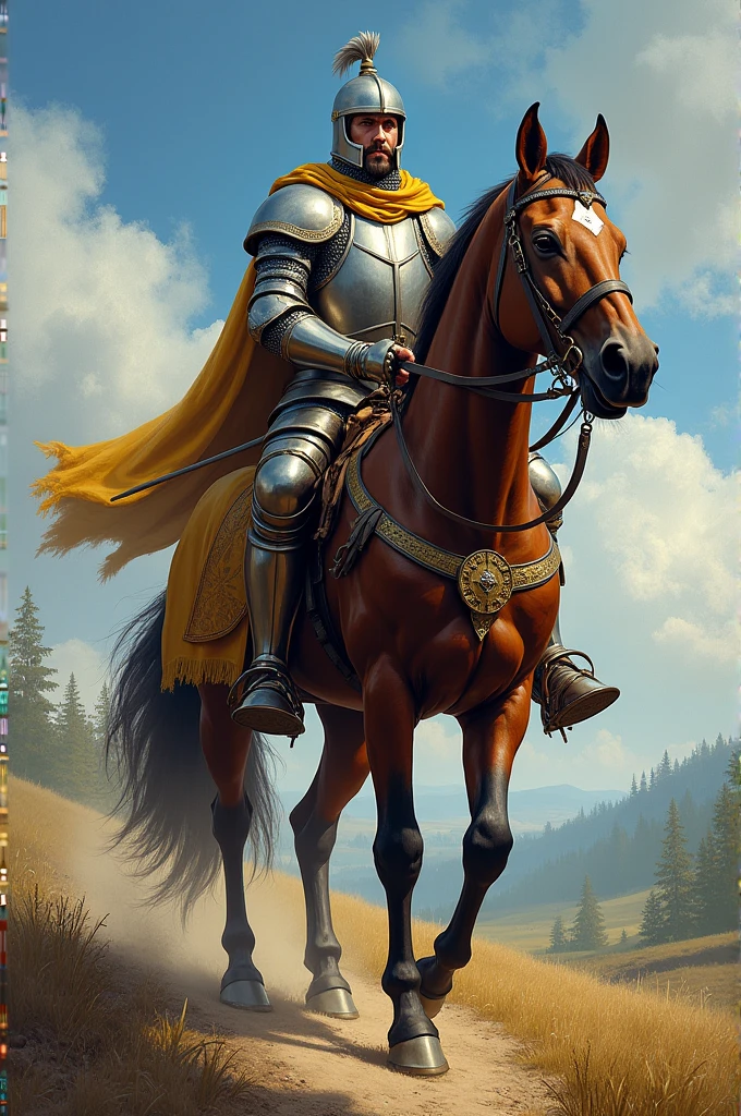 Give me a picture of a knight and his horse
