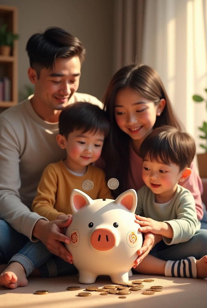 A boy is play on korean money. That money will be koreab currency many