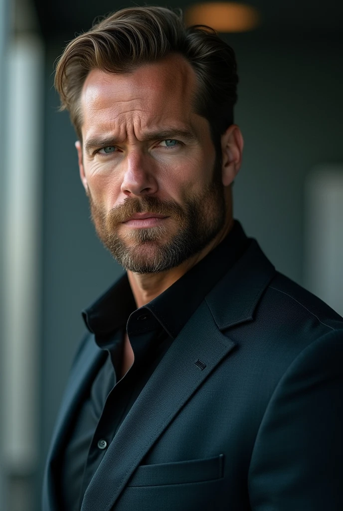 tall white man, blue eyes, with a light beard, similar to henry cavil