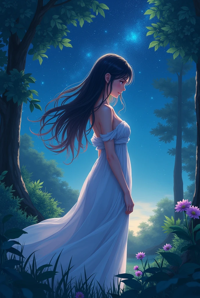 Viral anime nature wallpaper in 4K qualityin night wit home body stil sexy beatiful women