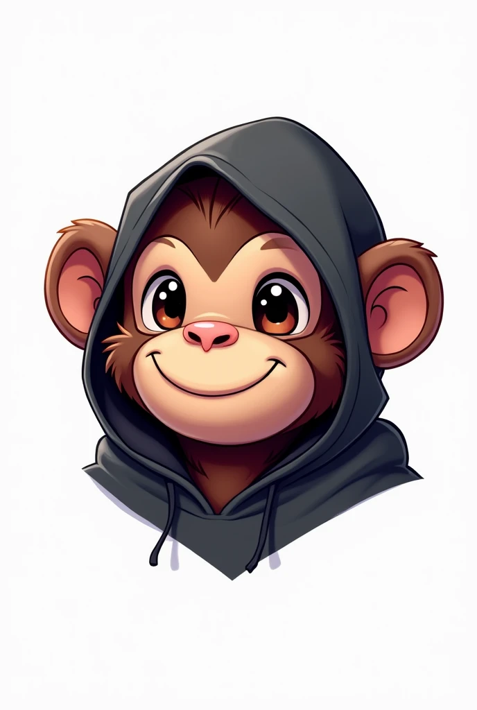 Like the current trending crypto game logos, like how the cute monkey head looks like with black hoodie cover eyes and a white background.no body for clicker logo