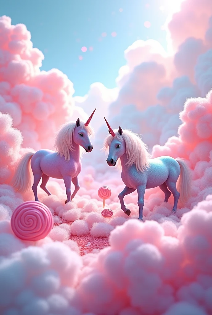 cotton candy clouds and candy grams and various unicorns