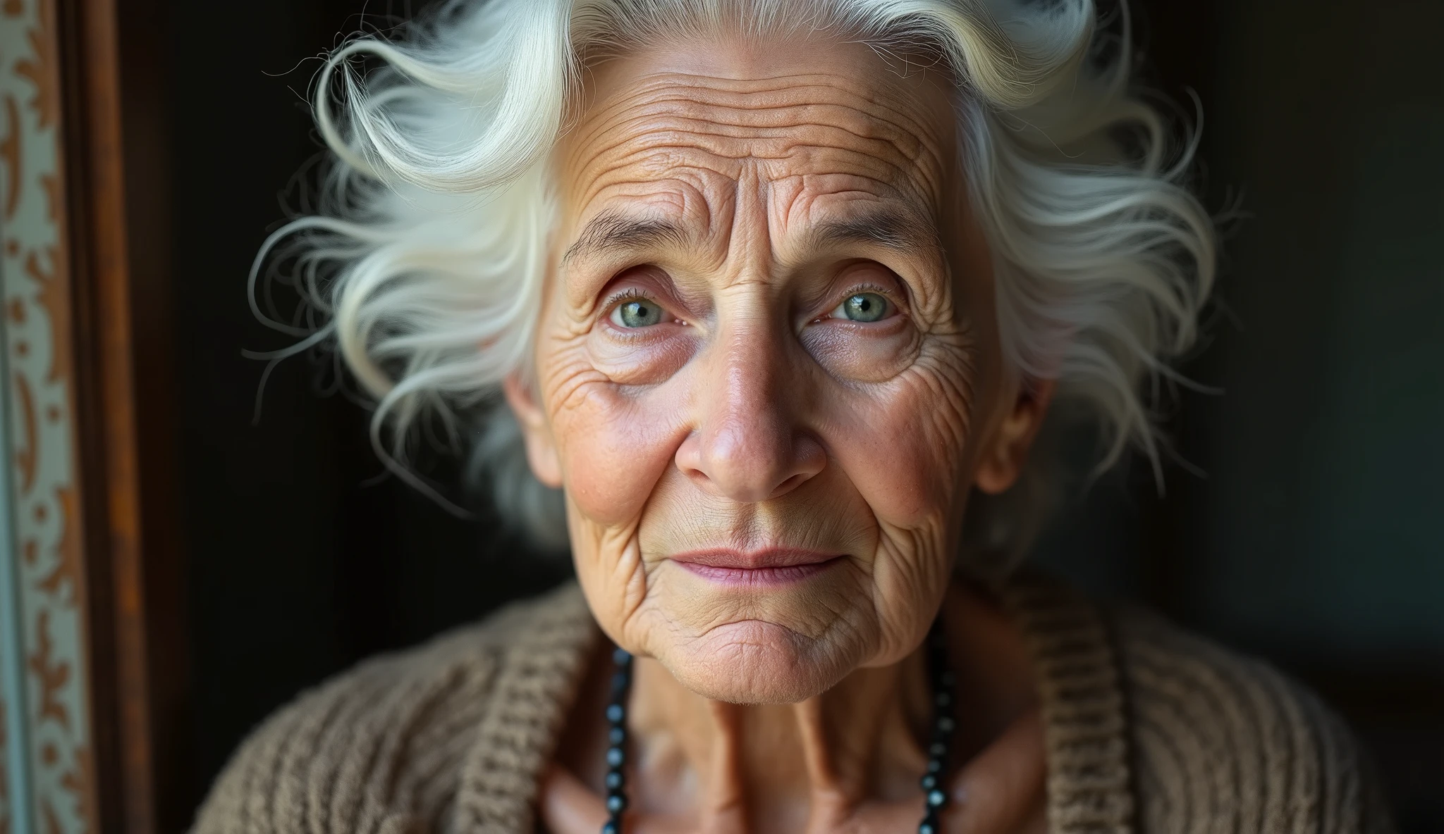 elderly woman with white hair, Anne-Marie headshot