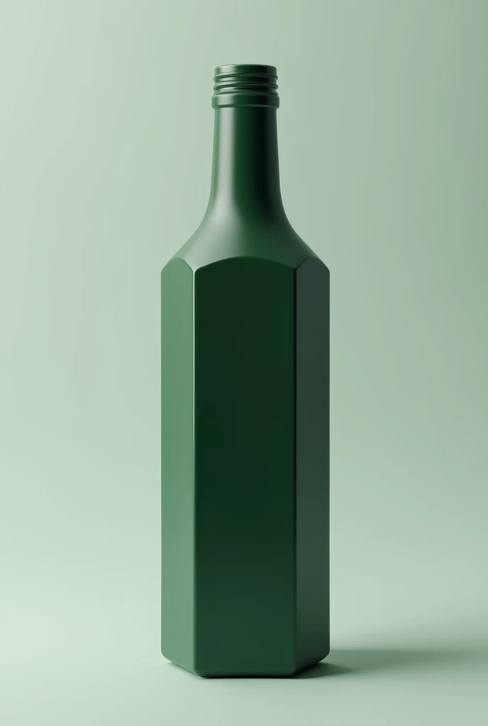 Realistic dark green slim oil bottle with octagonal base and body paa mockup