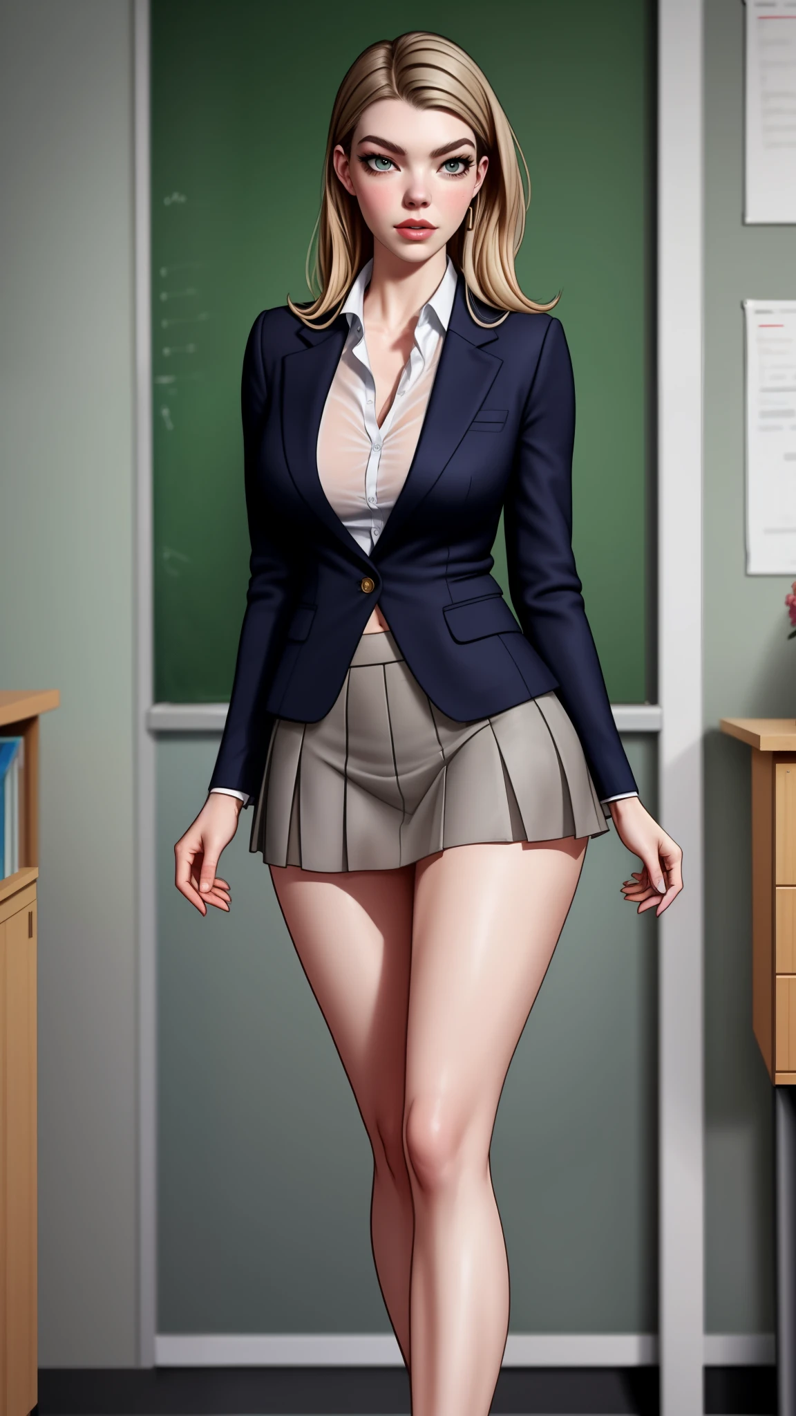 see-through clothing,
Anya Taylor-Joy, teacher, short skirt, blazer