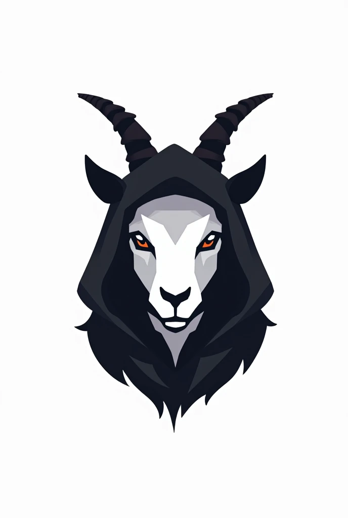 Like the current trending crypto game logos, like how the  shadow  cute goat head looks like with black hoodie cover eyes and a white background.no body for clicker logo
