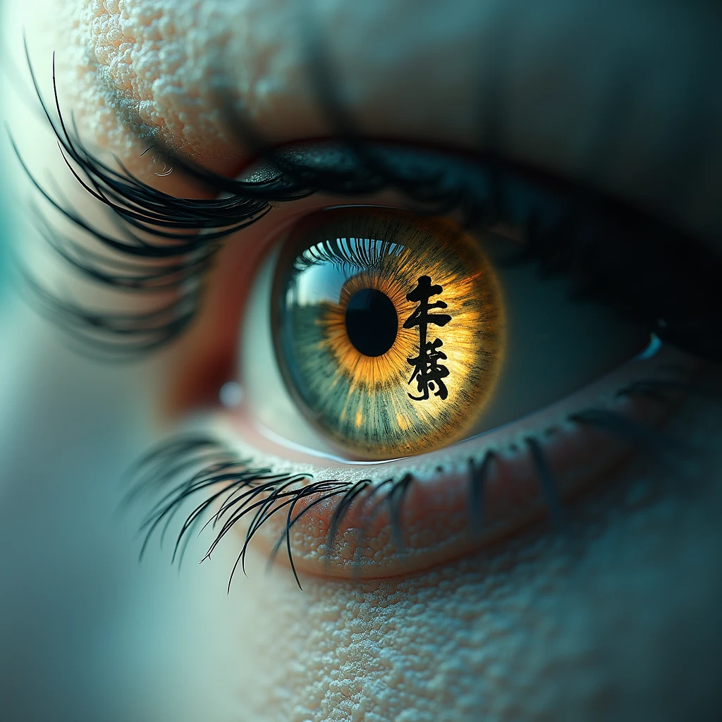 伍 japanese Kanji in eye