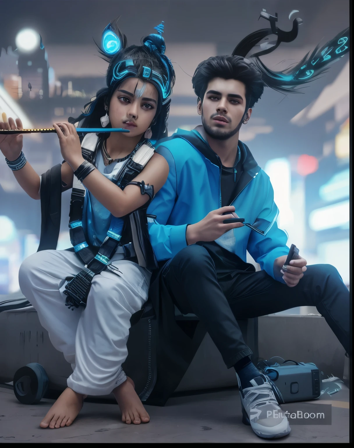 Change background cyberpunk handsome boy,realic face 8k,ultra realistic
