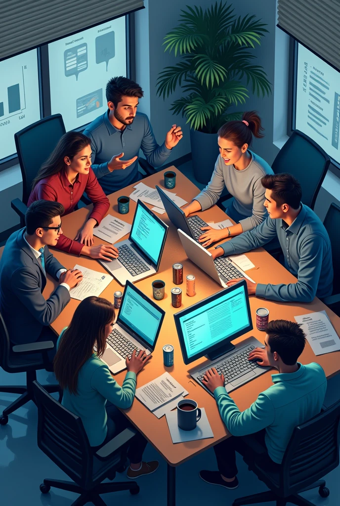 a group of people solving computer problems