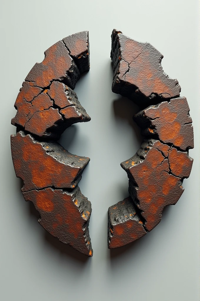 Two iron cracks 3d image