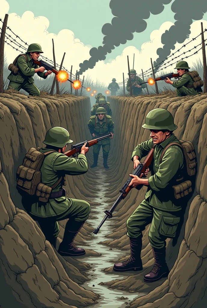 A cartoon where the Second World War is the theme in The Trenches