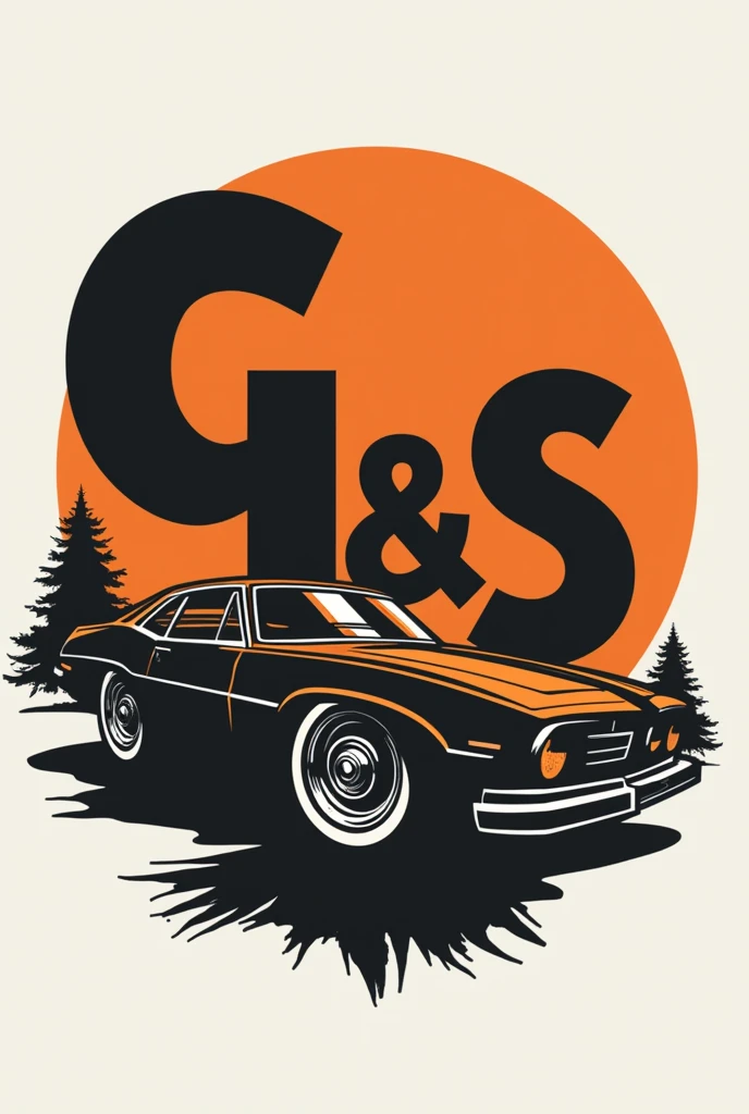 Create professional stylish auto repair shop logo G&S black and orange letter