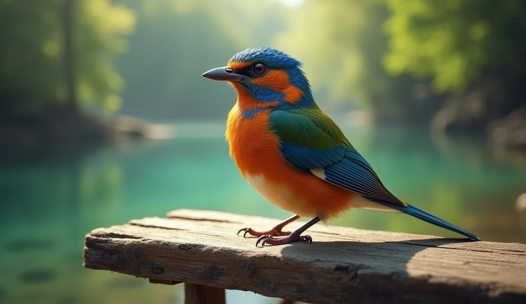 I want a pick in a pick a bird is available and bird is sitting on a board