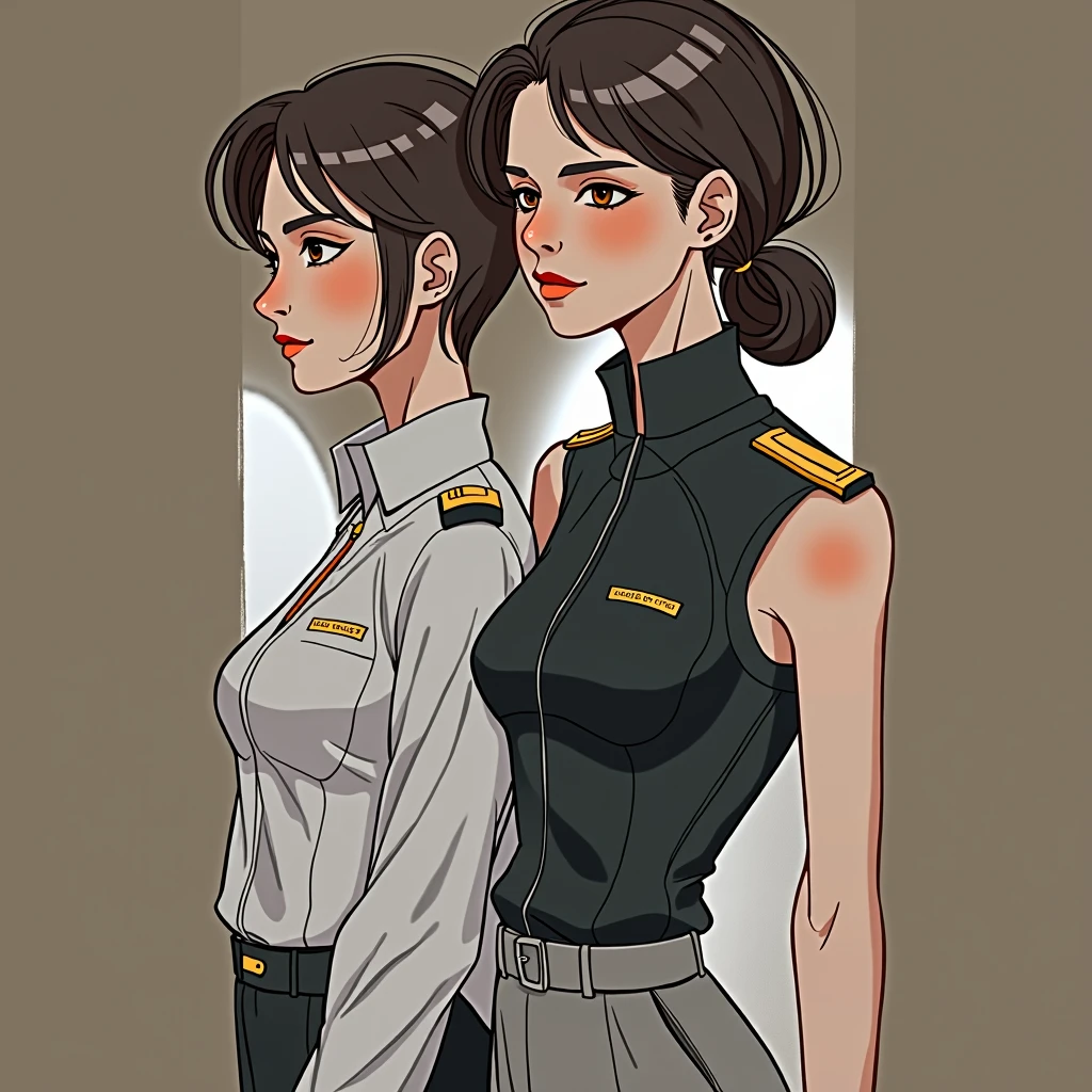 Aesthetic and elegant male and female uniform, for work in a control center