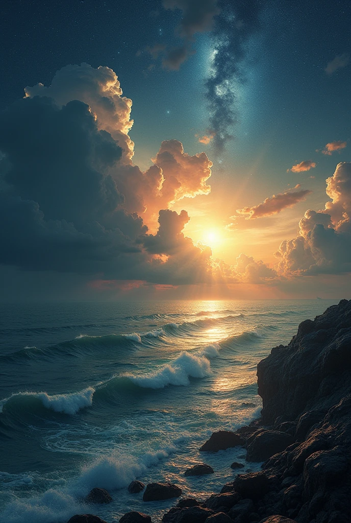 (masterpiece, best quality:1.2), ultra detailed, cinematic lighting, HDR, ilustration,  landsape,  sunrise, beach, impressive, chill, inspirational,