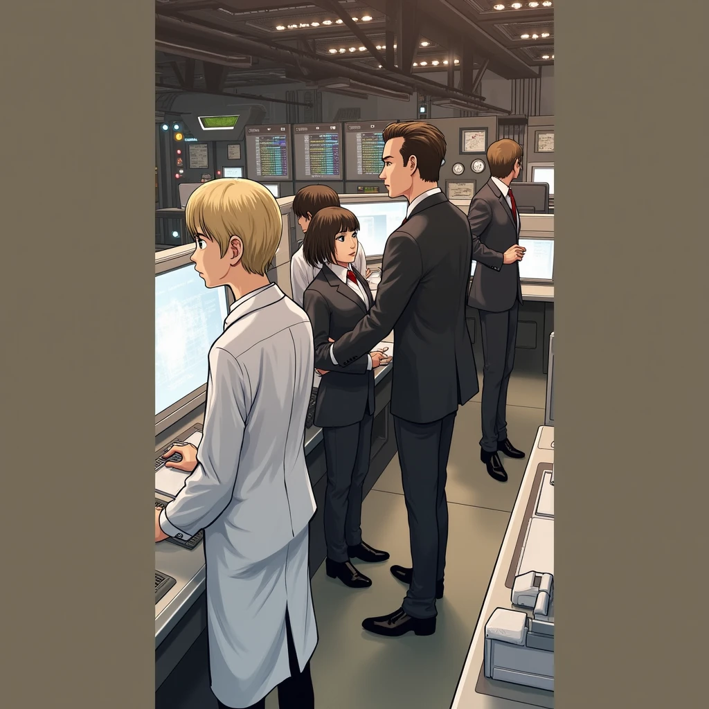 Put us in a control center with formal clothes