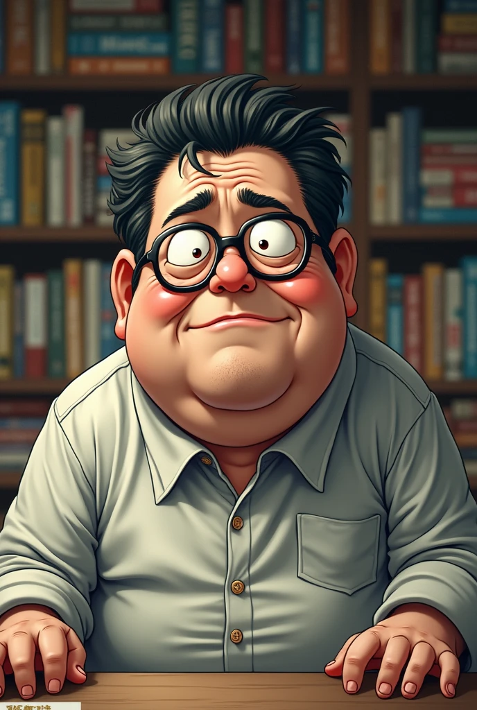 Japanese, glasses-wearing, otaku, manga lover, middle-aged, slightly overweight, slightly creepy, newbie, 20 years old