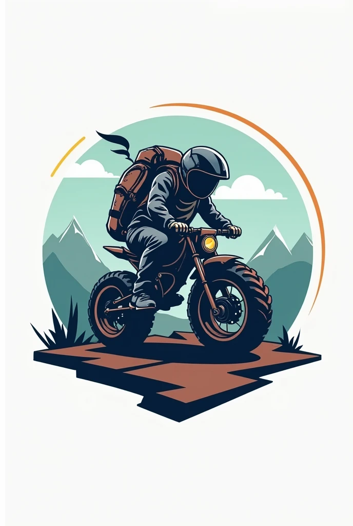 Back motorized logo with camping backpack