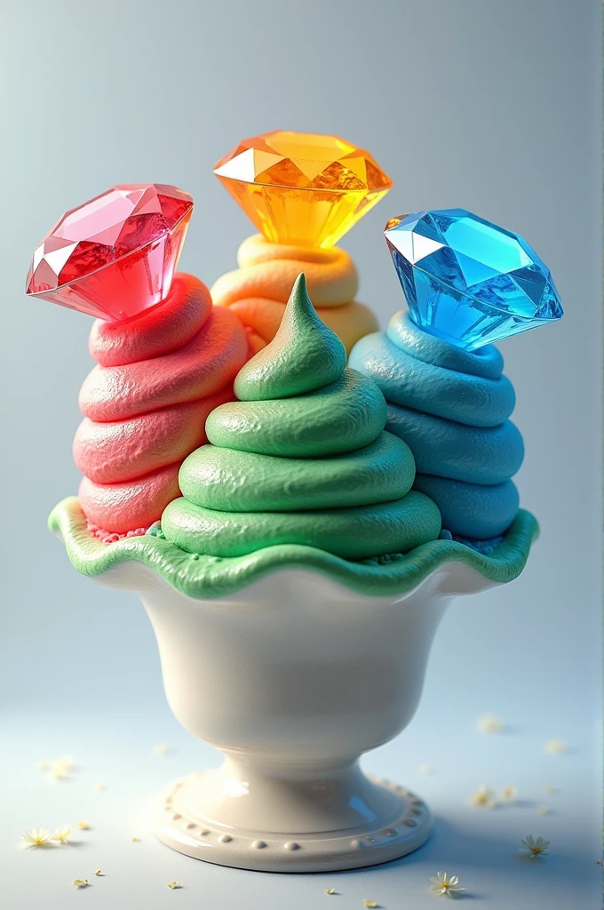 Red, green and blue diamond ice cream 