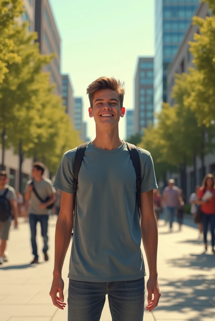 A happy college student who faces and overcomes his fears.
